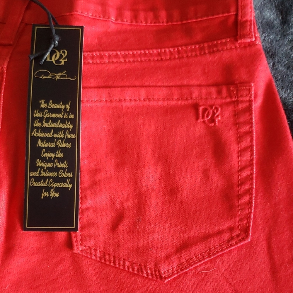 Diane Gilman Red Jeans with Monochromatic Stitching
